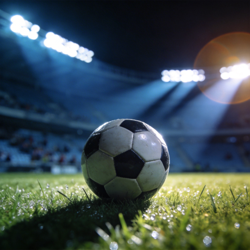 夜场足球 灯光下的经典黑白球图片