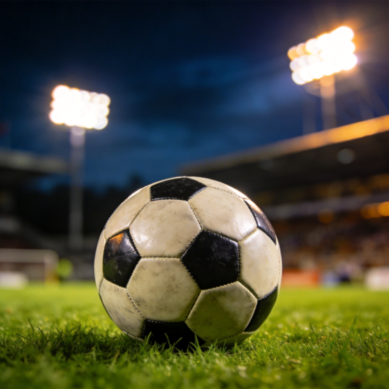 夜幕球场 足球静待开赛图片