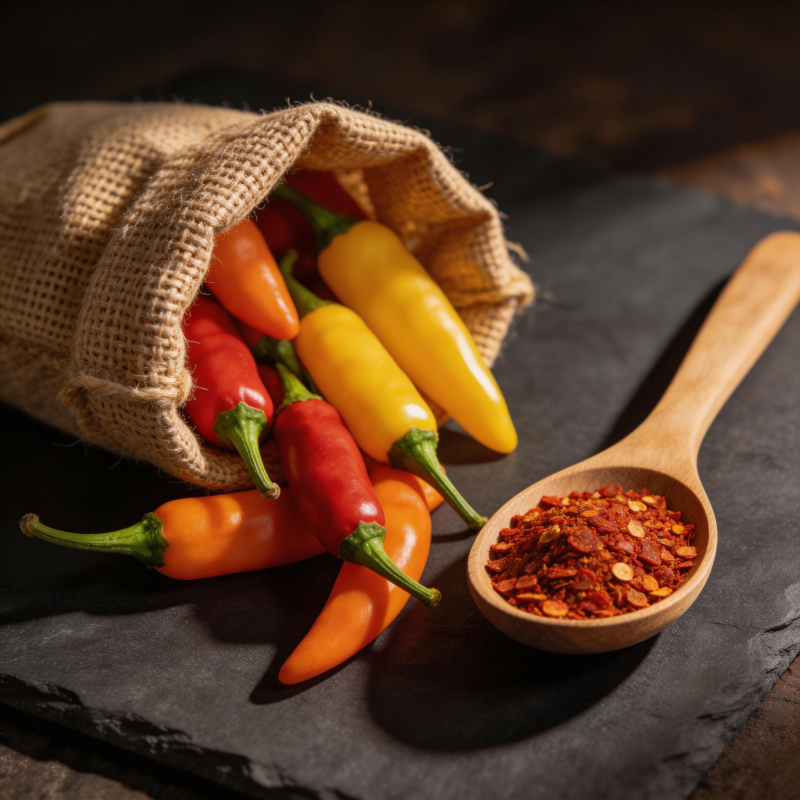 彩椒与辣椒粉 香辣诱人图片