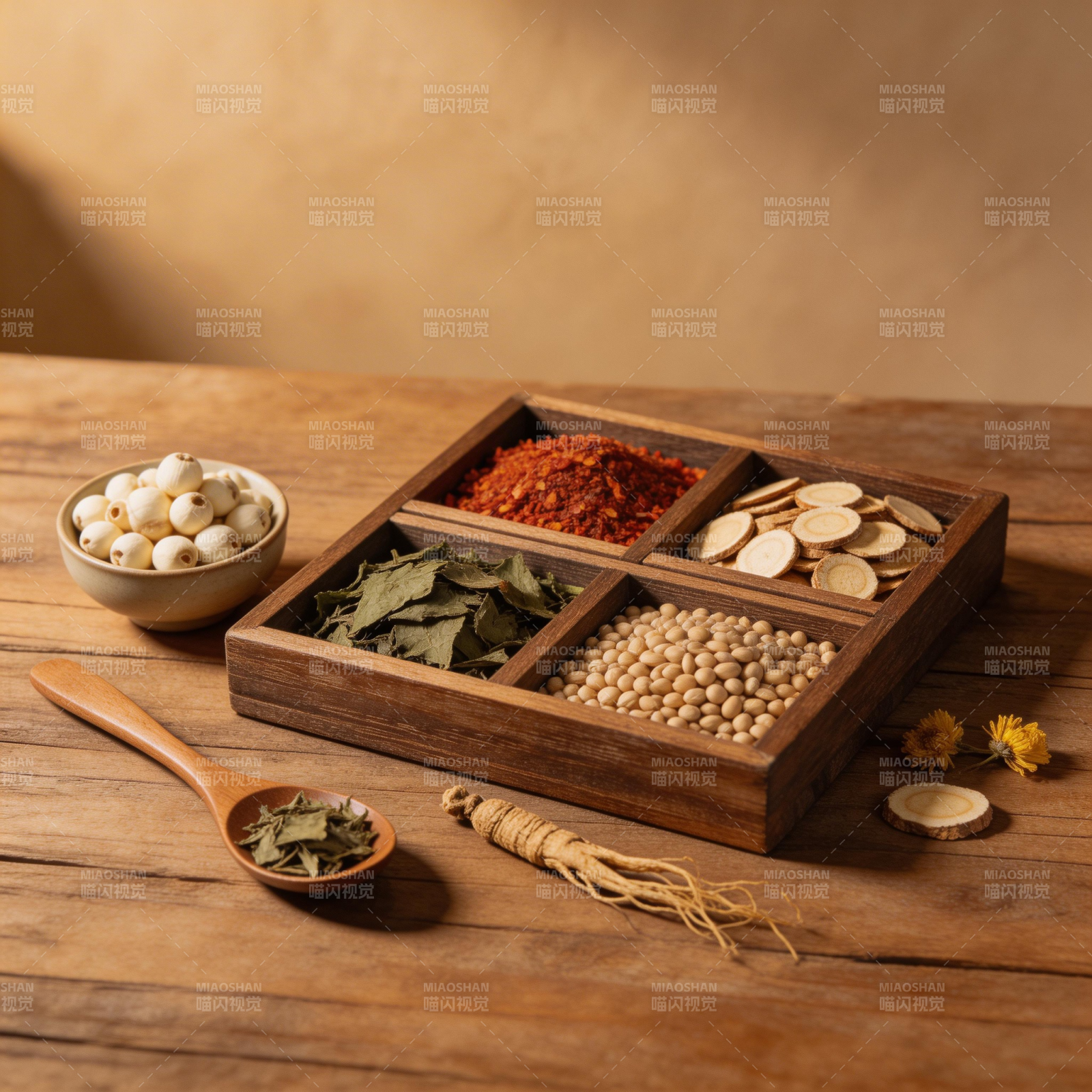 中药香料木盒静物图图片