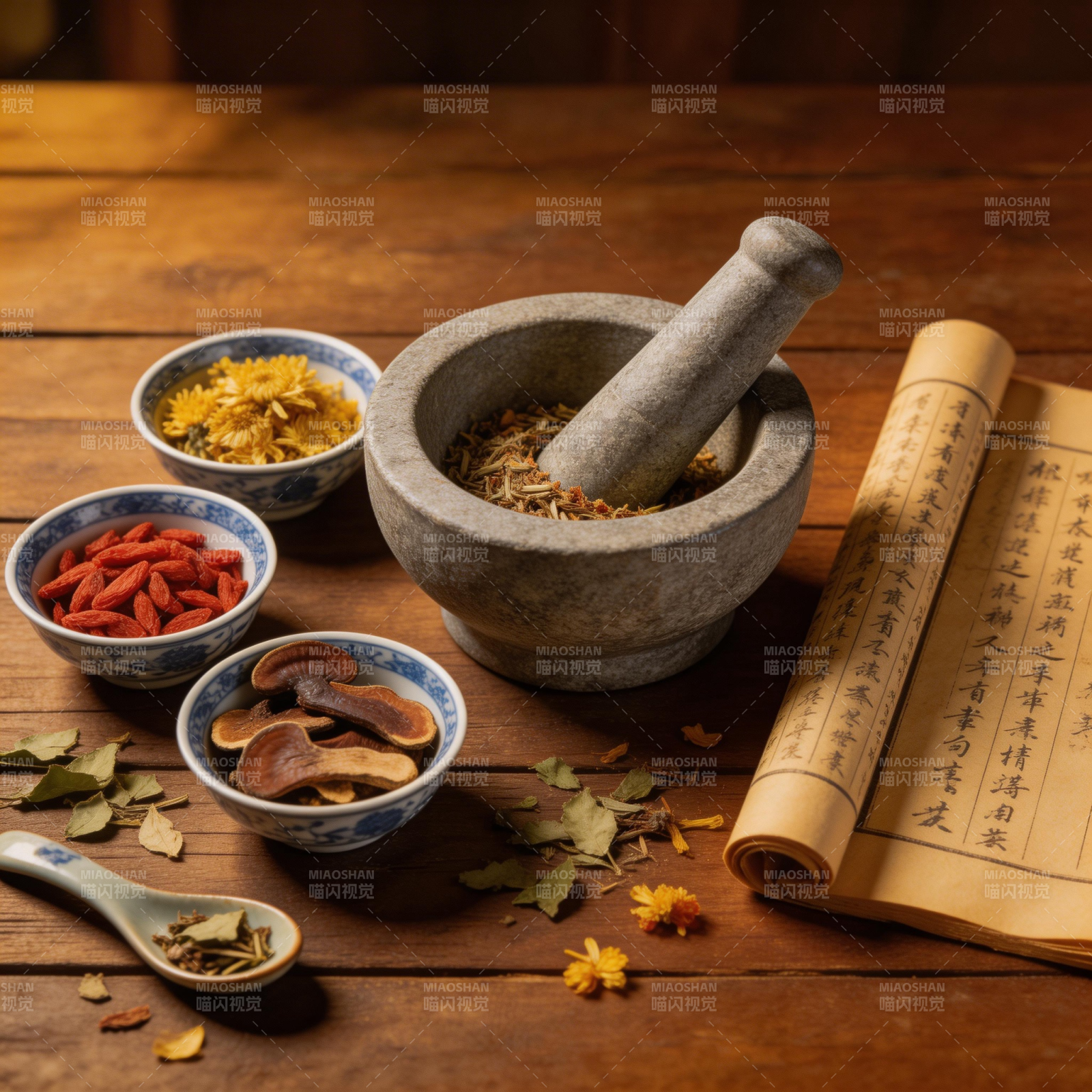 中药研磨 古法养生之道图片