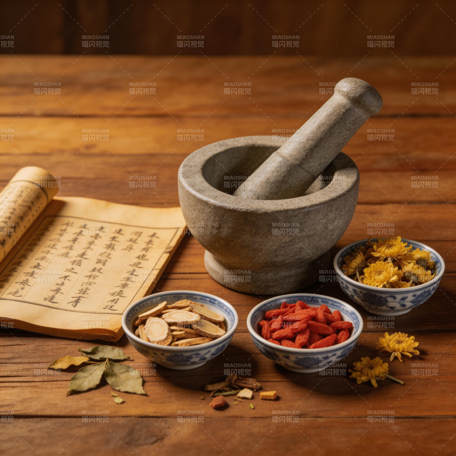 中药研磨配伍场景图片