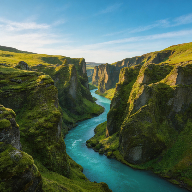 绿谷碧河 天光如画图片