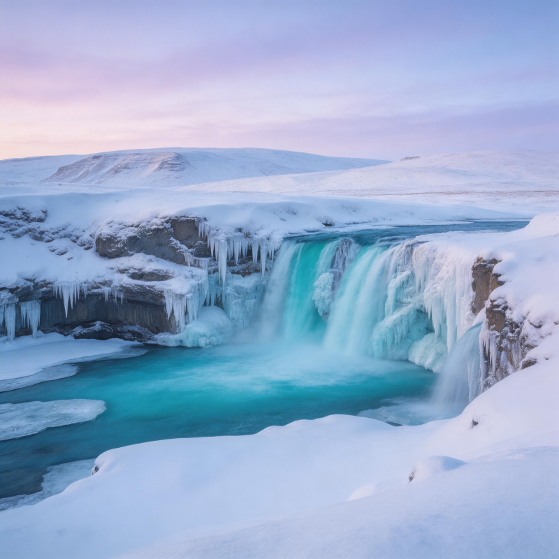 雪覆冰瀑 碧流穿冬境图片
