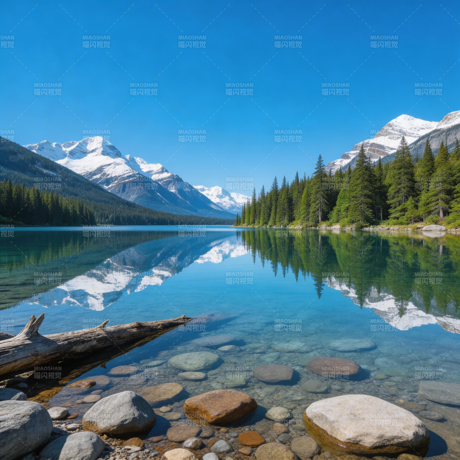 雪山倒映湖中 清澈见底图片