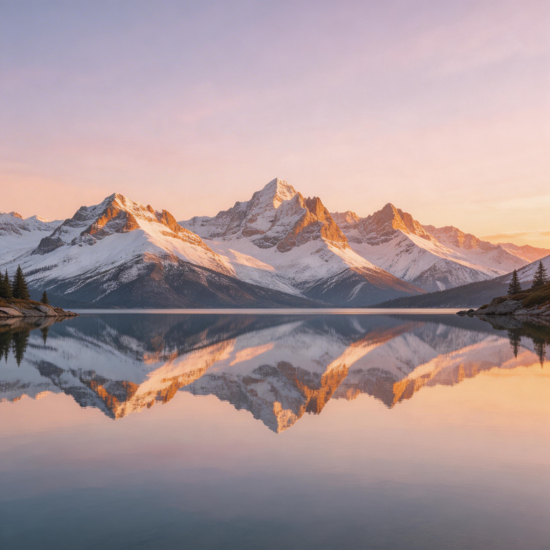 雪山映湖 霞光如醉图片