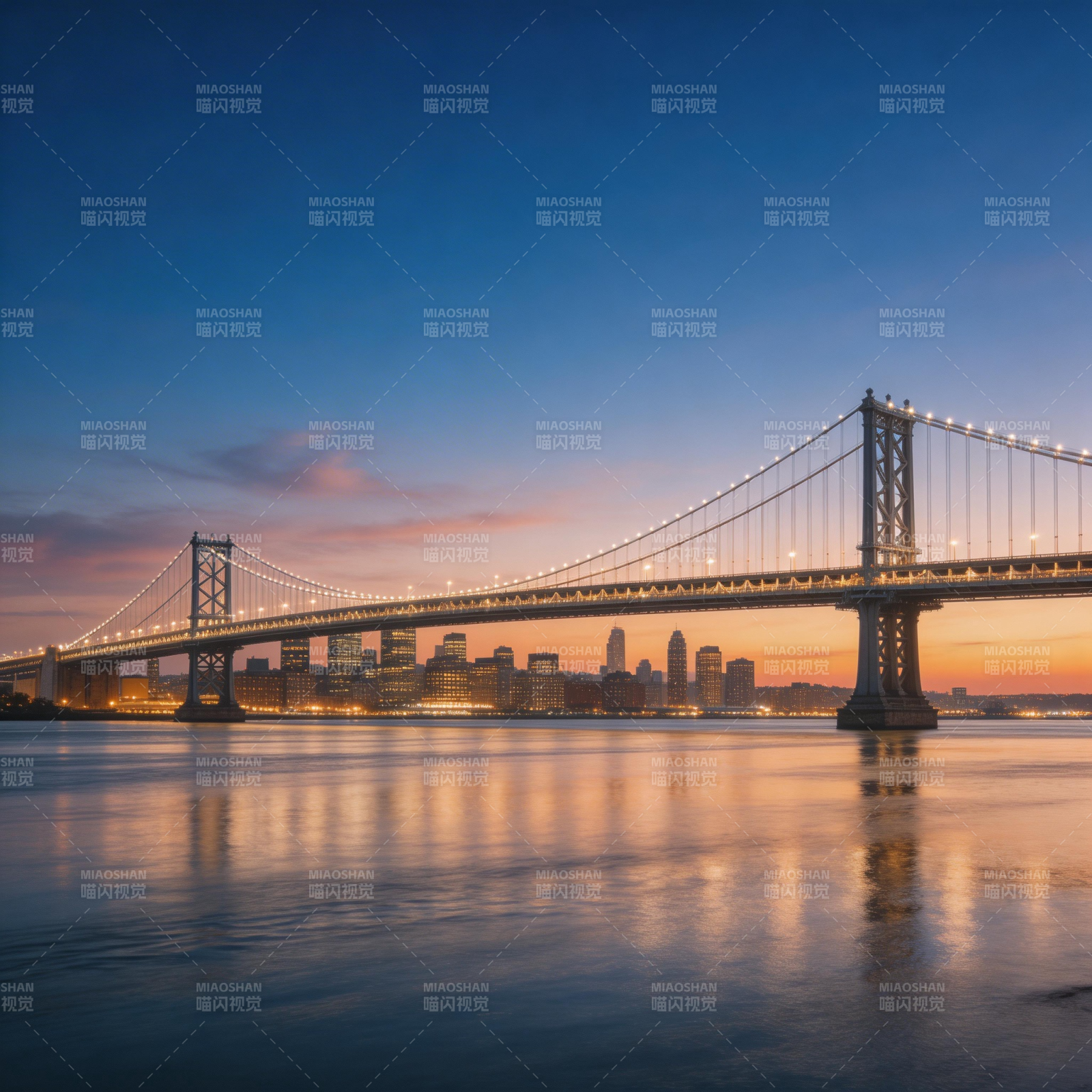 黄昏大桥映城光图片