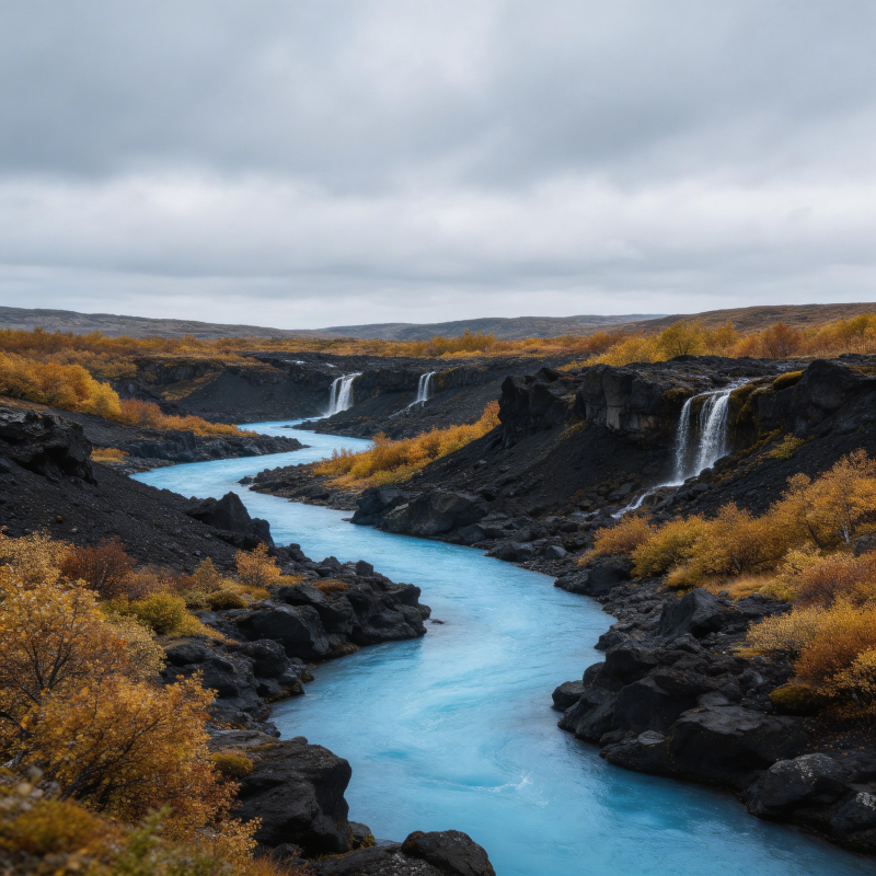 秋焰蓝河 黑岩瀑布群图片