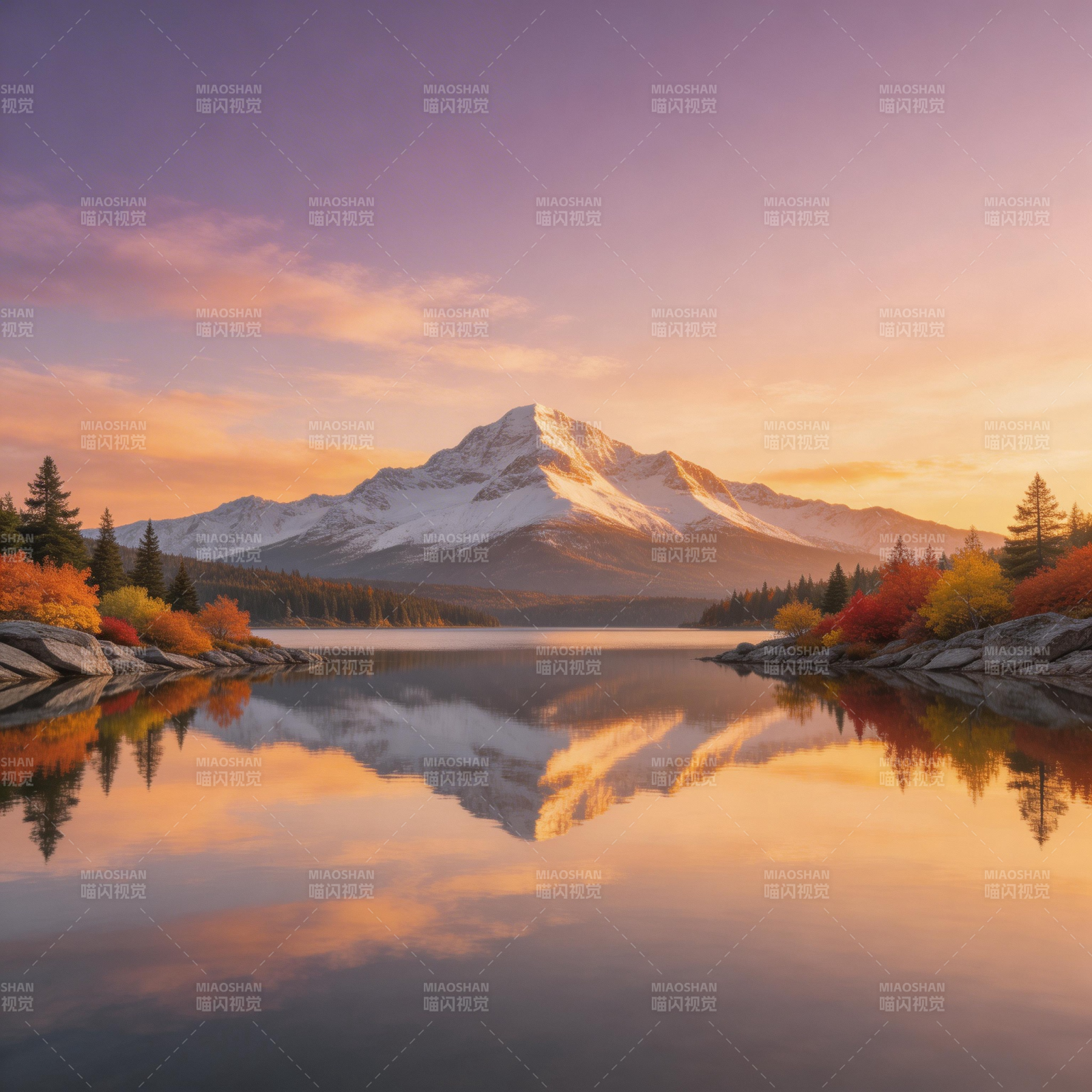 雪山映湖 秋色如诗图片