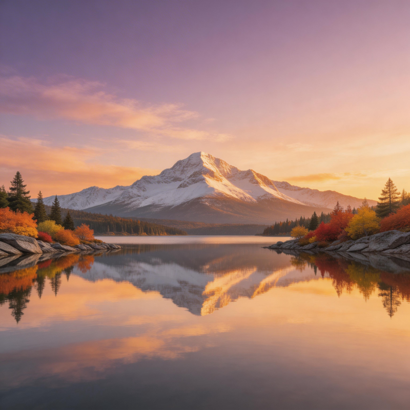 雪山映湖 秋色如诗图片