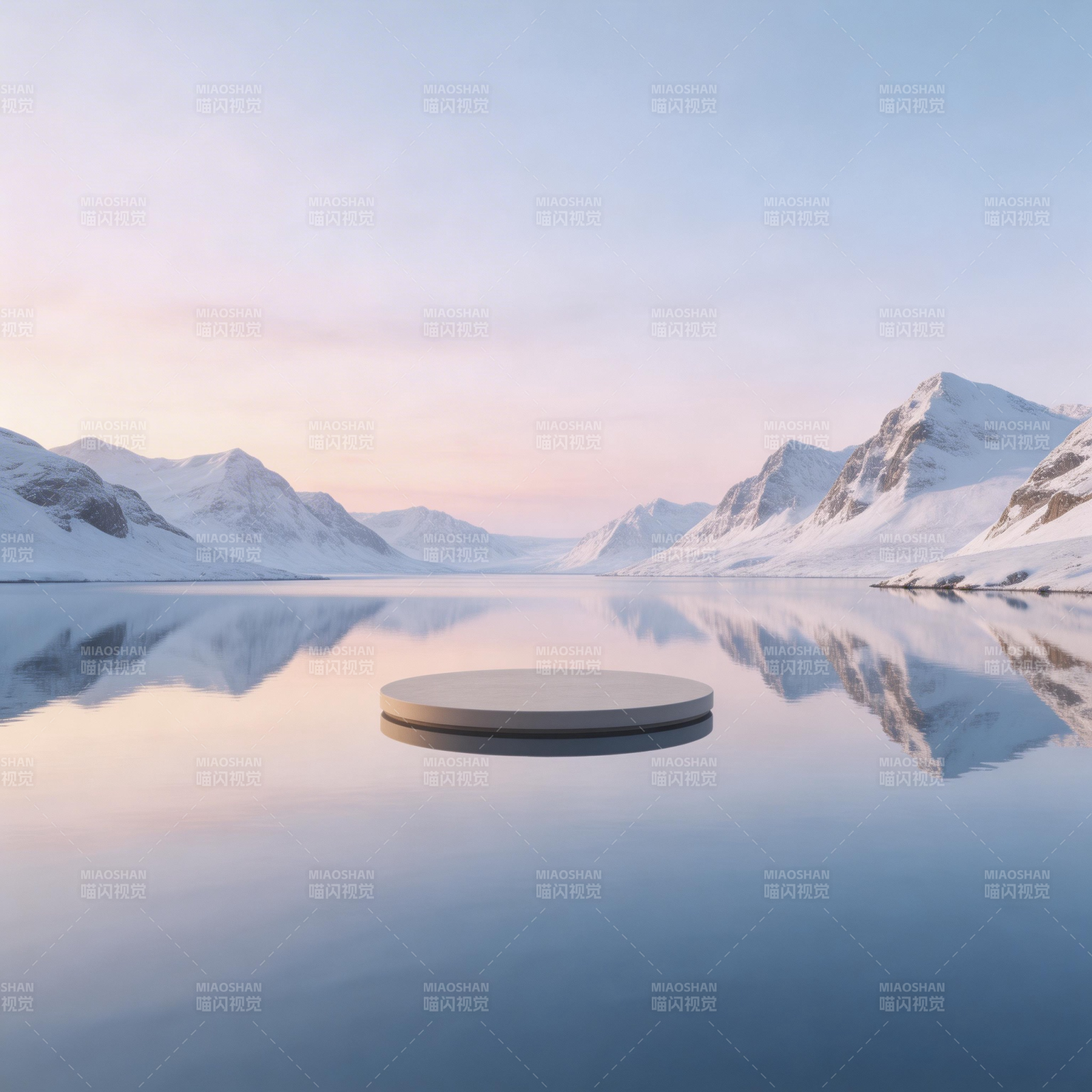 雪山湖心台 静映晨曦光图片