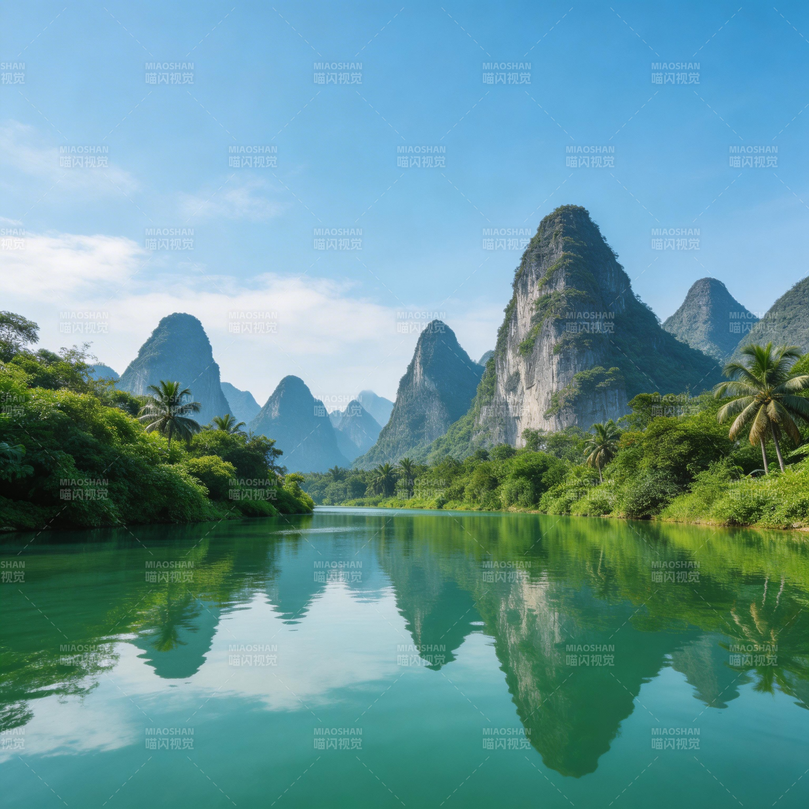 青山绿水映天光图片