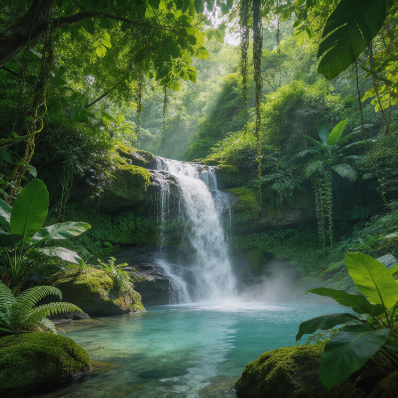 雨林瀑布 碧潭幽境图片