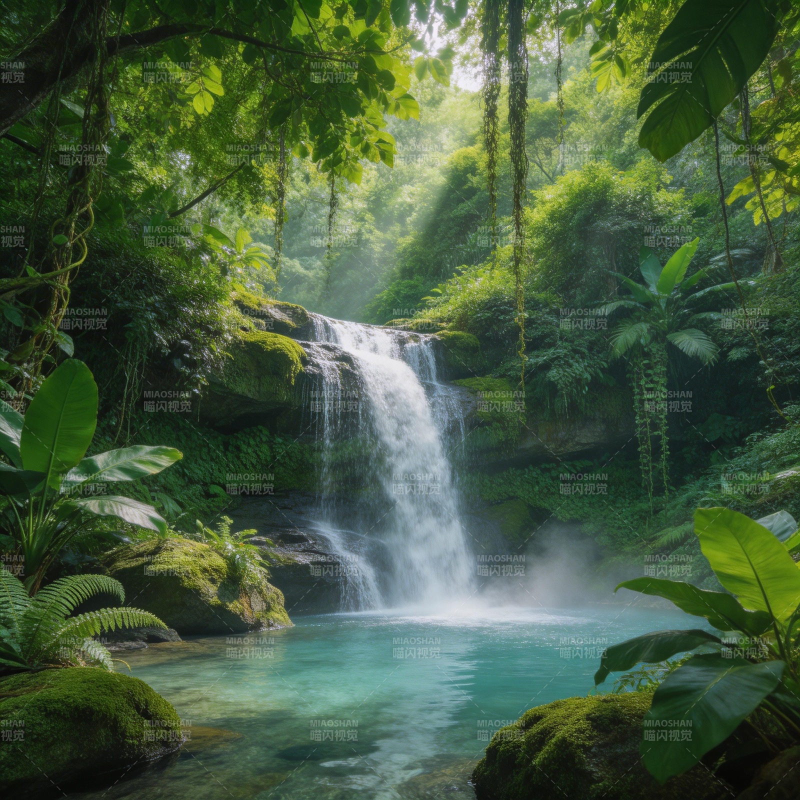 雨林瀑布 碧潭幽境图片