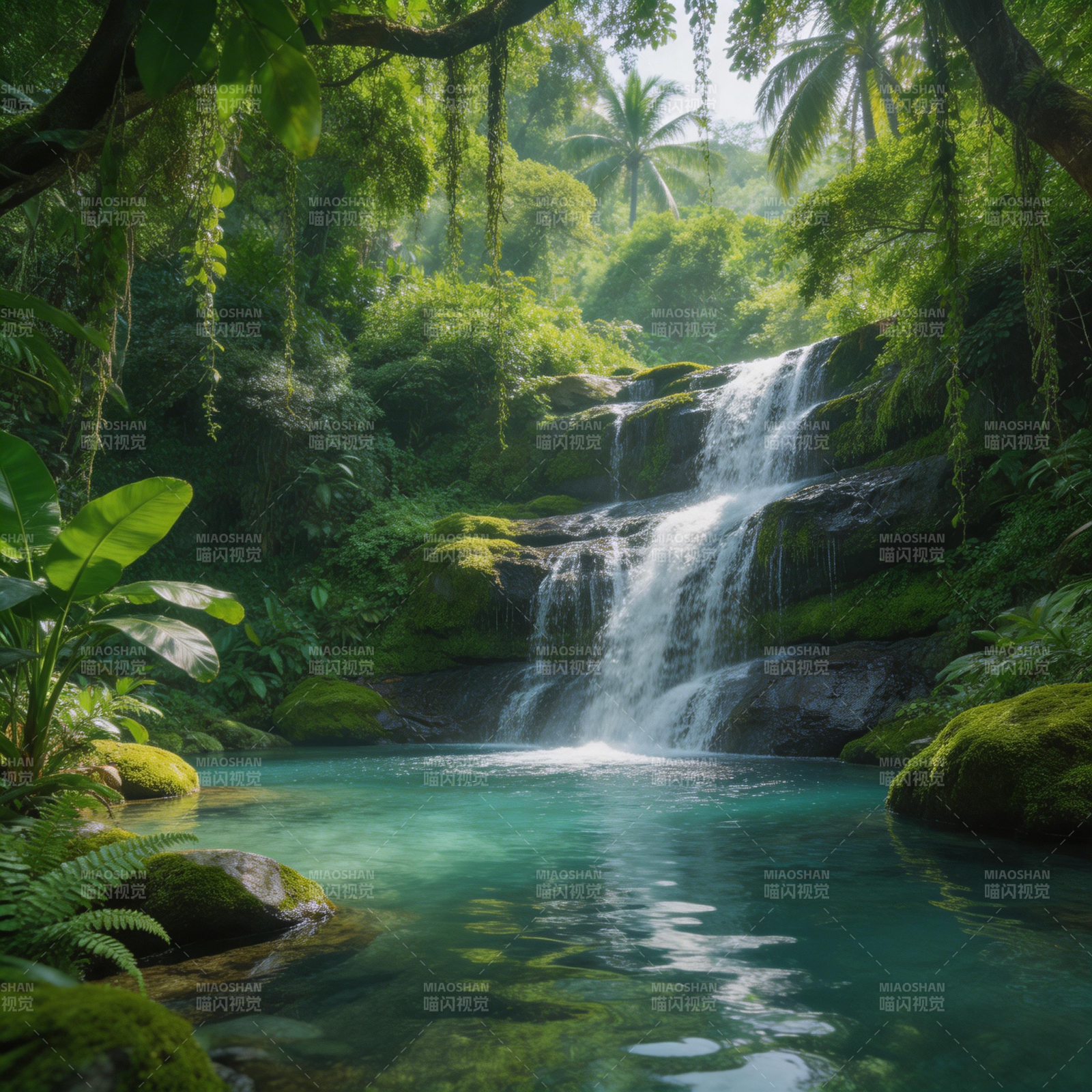 雨林瀑布 碧潭幽境图片