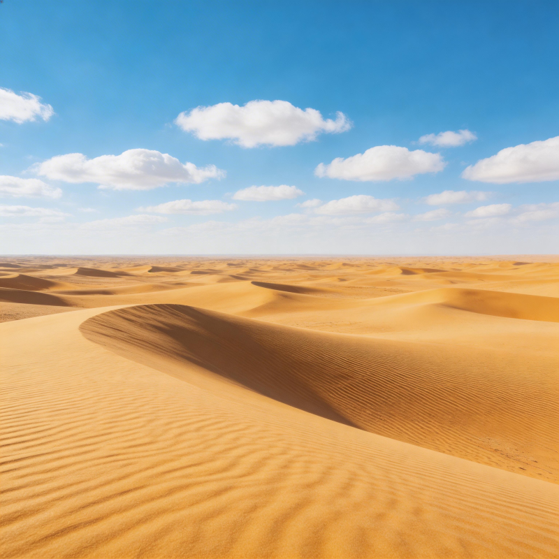 沙漠金浪 蓝天白云间图片