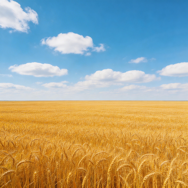 金黄麦浪映蓝天图片