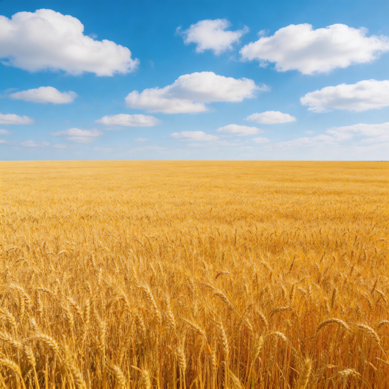 金黄麦浪映蓝天图片