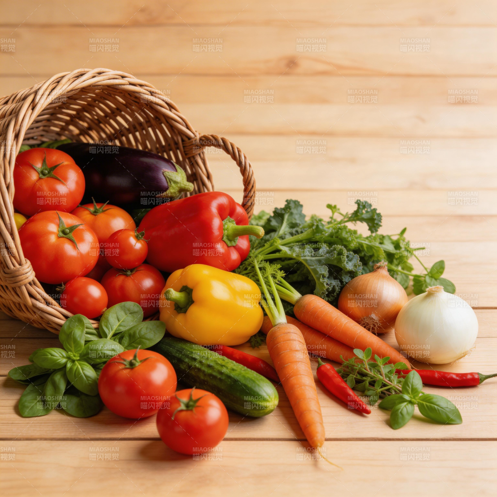 新鲜蔬菜篮 色彩缤纷健康味图片