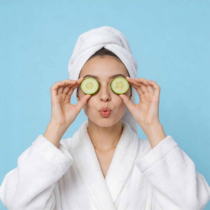 黄瓜敷眼 萌趣护肤时刻图片