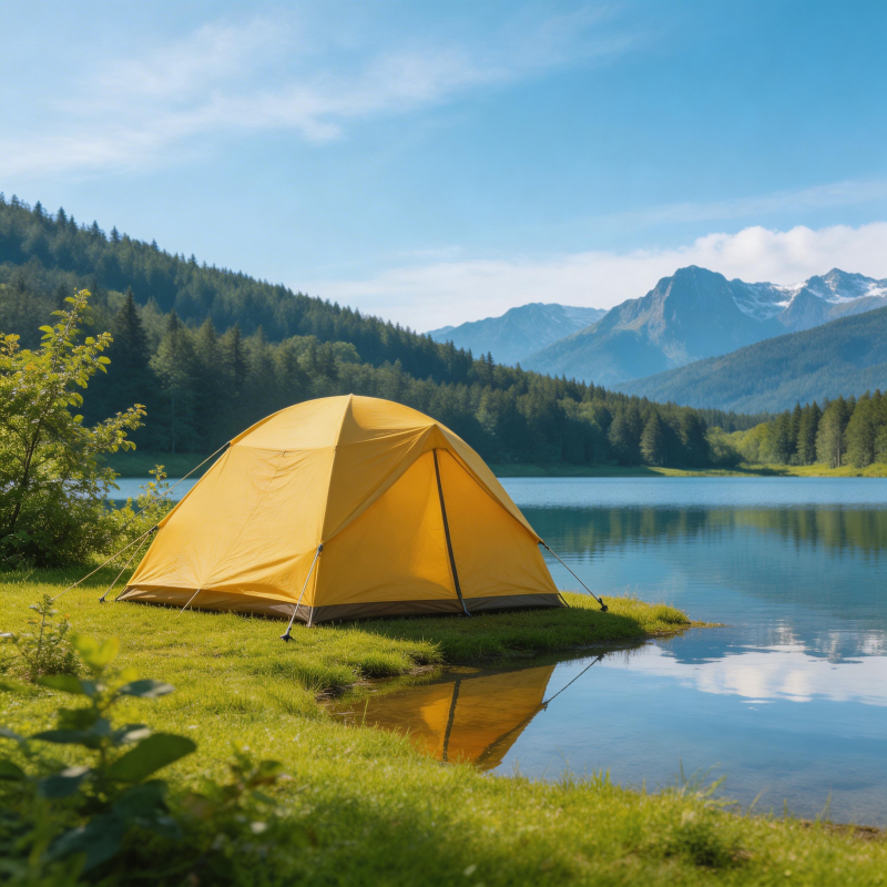 湖畔黄帐 山静水清图片