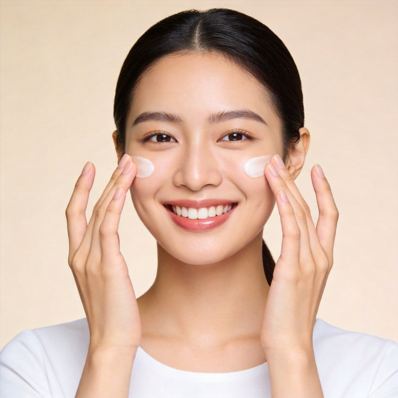 微笑护肤 双手轻抚脸颊图片