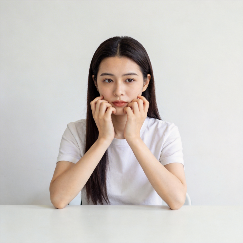 白衣少女托腮沉思图片