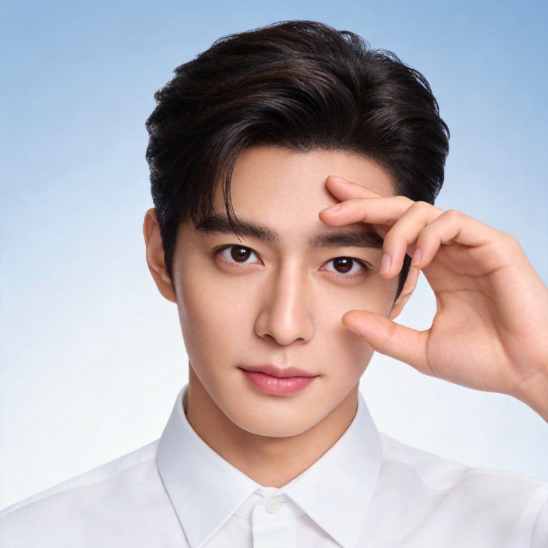 白衣少年 手轻抚额角图片