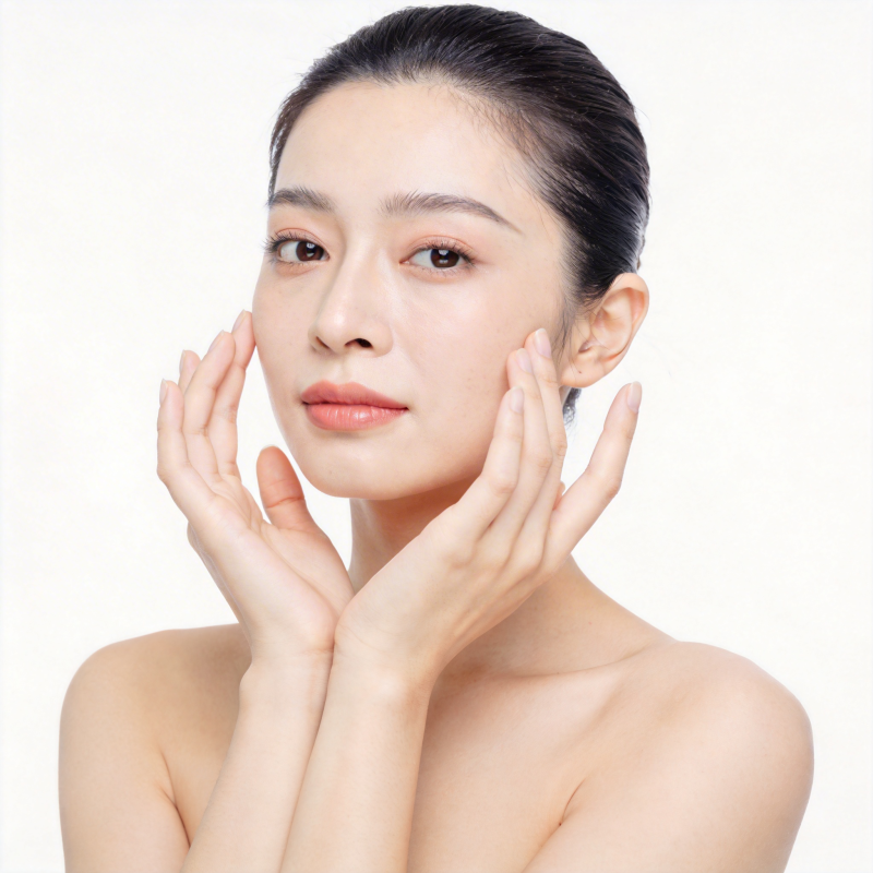 双手轻抚脸颊 展现自然美肌图片