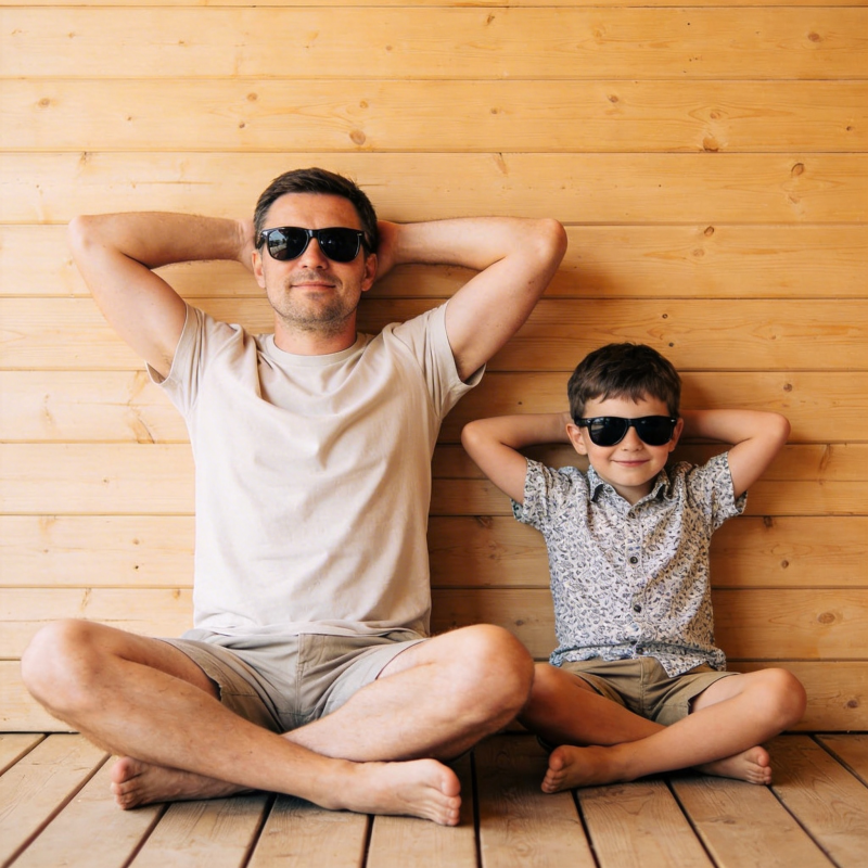 父子同款墨镜 酷到没朋友图片