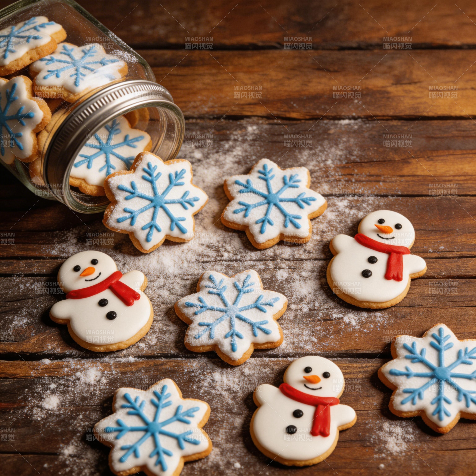雪花雪人饼干 冬日甜趣图片