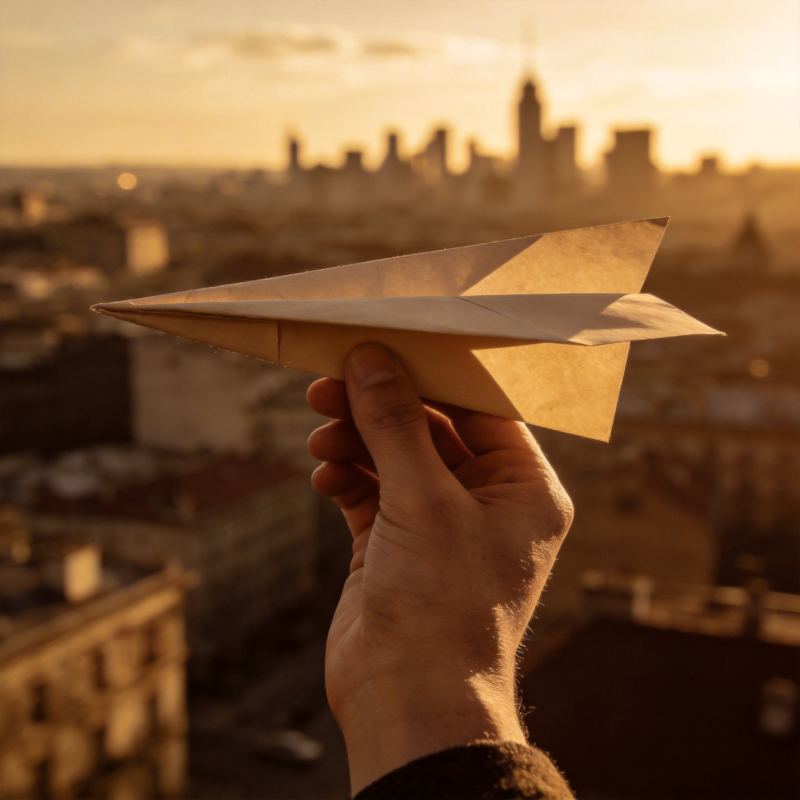 纸飞机载梦飞向夕阳城图片