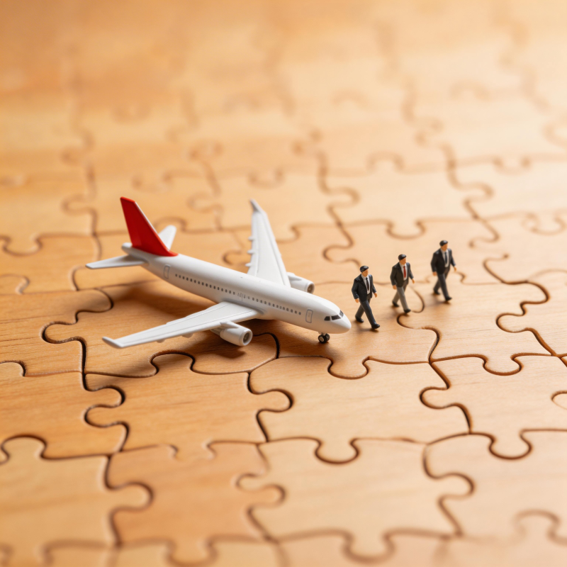 拼图上的飞机与商人图片