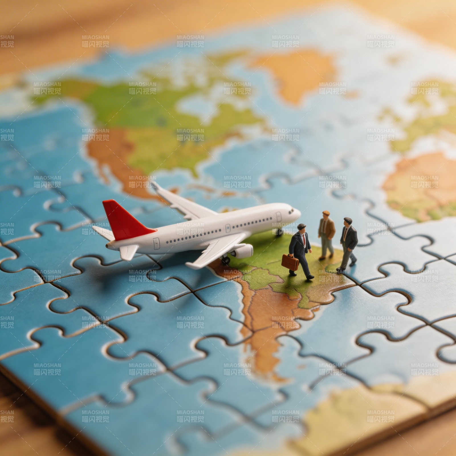 拼图上的环球旅行梦图片