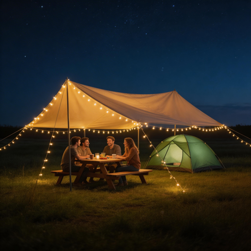 星空下露营 灯火暖人心图片