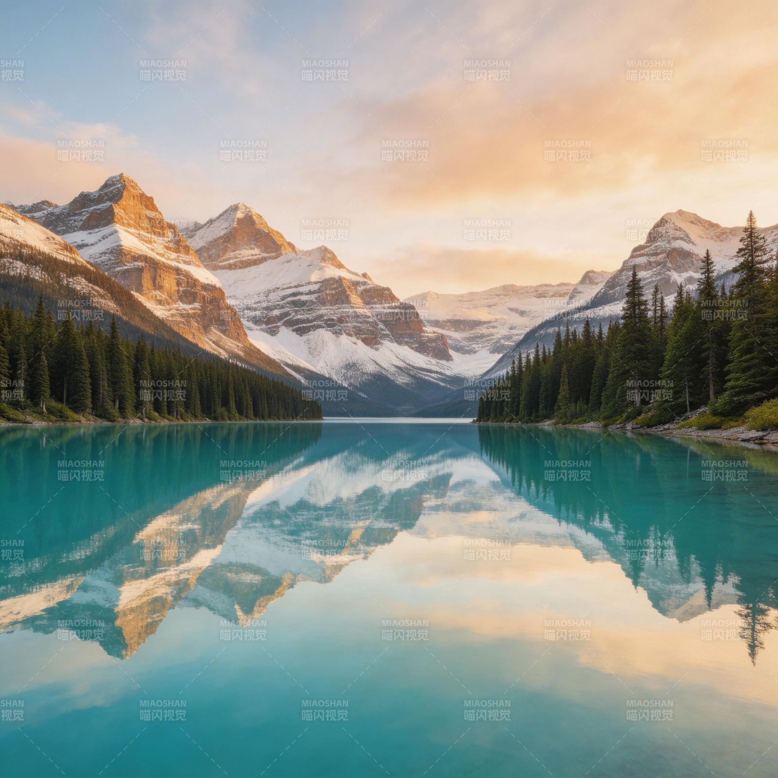 雪山映湖 静美如画图片