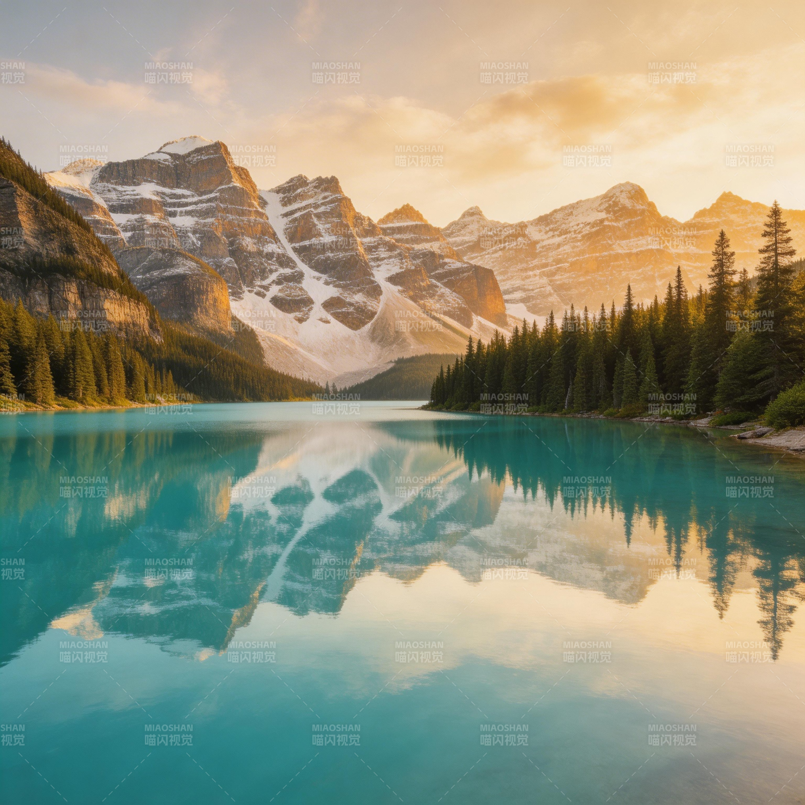 雪山映湖 静美如画图片