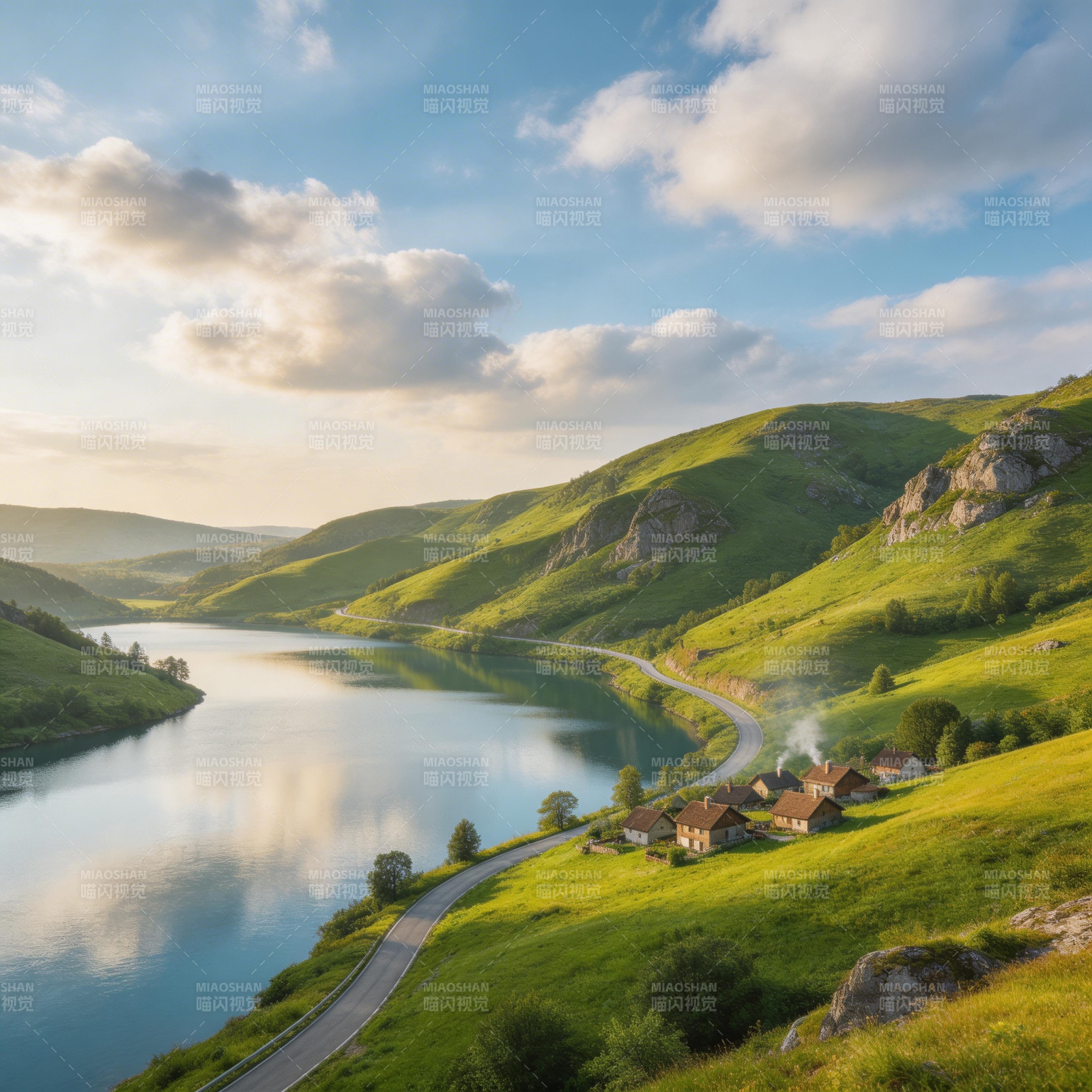 青山绿水绕村行图片