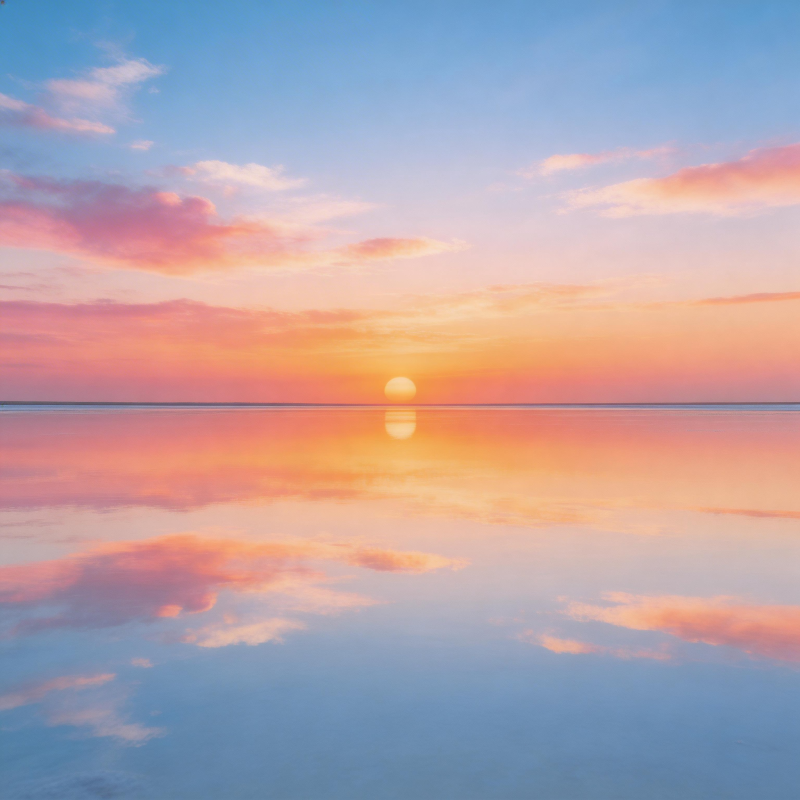 日落镜面 天光水色共染霞图片