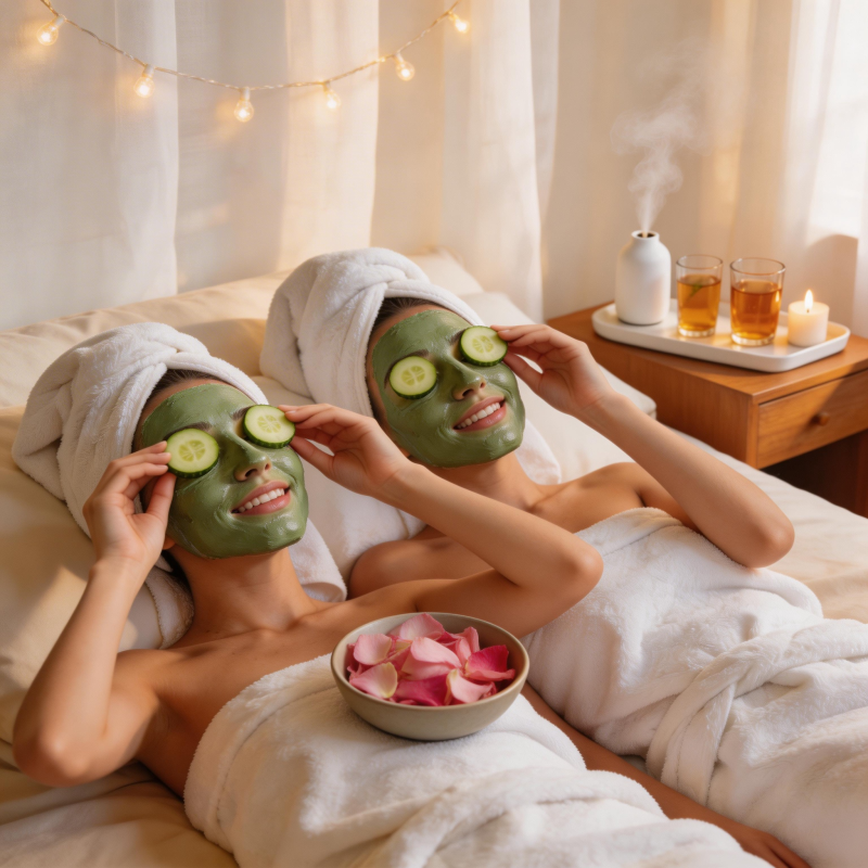 闺蜜面膜时光 温馨治愈夜图片