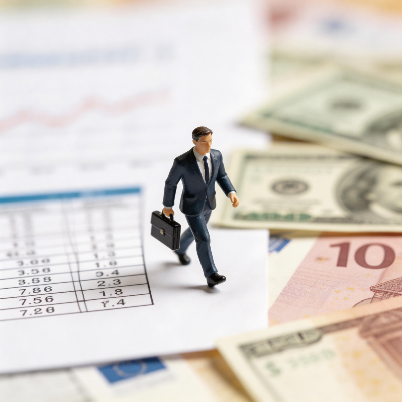 微缩商人踏财报行于货币间图片