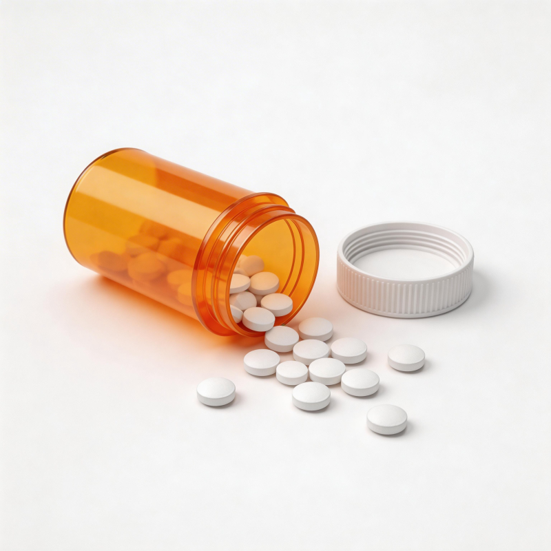 药瓶倾倒 白色药片散落图片