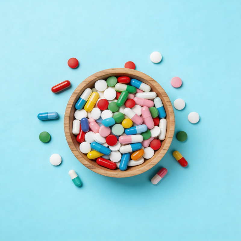 药丸满碗 色彩缤纷图片