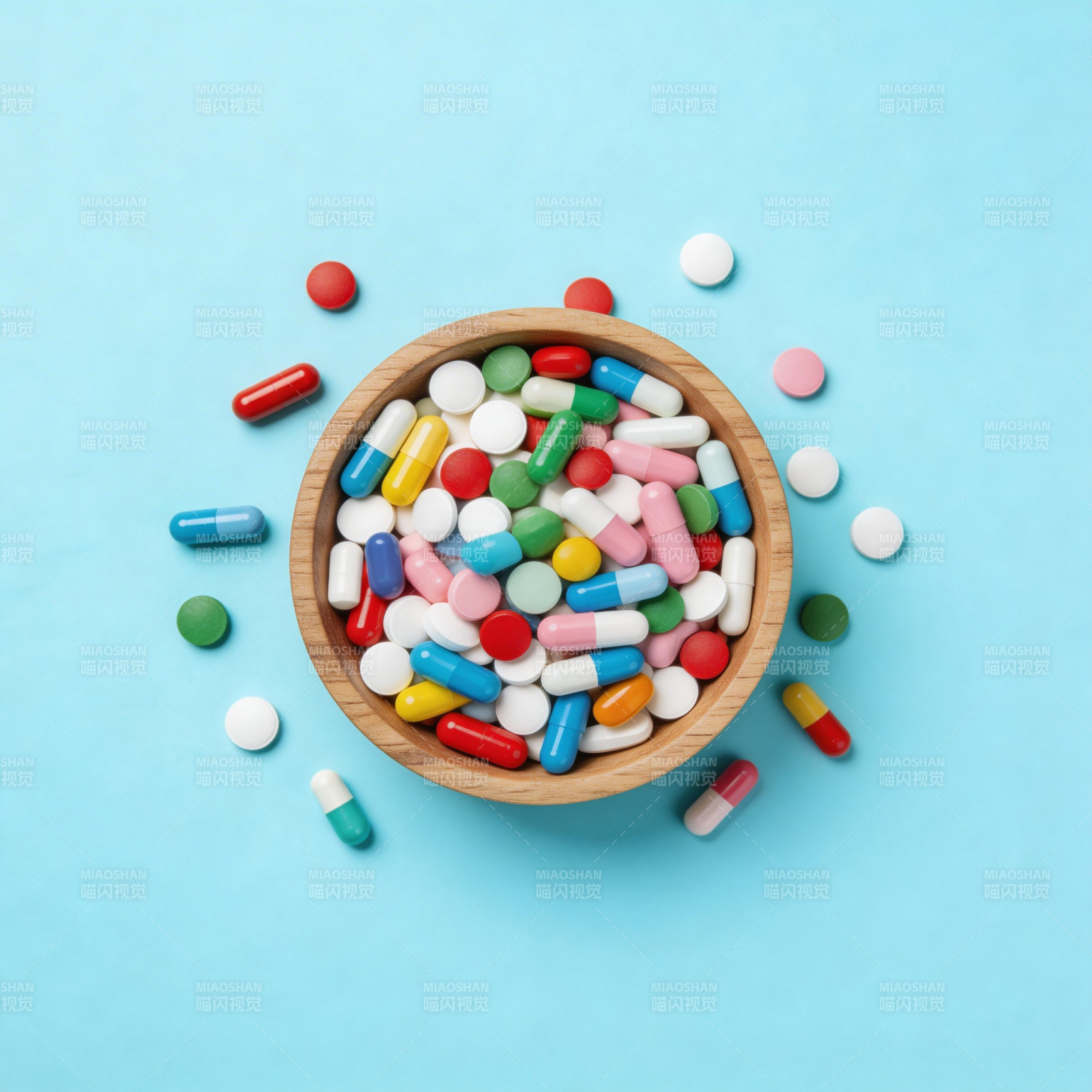 药丸满碗 色彩缤纷图片