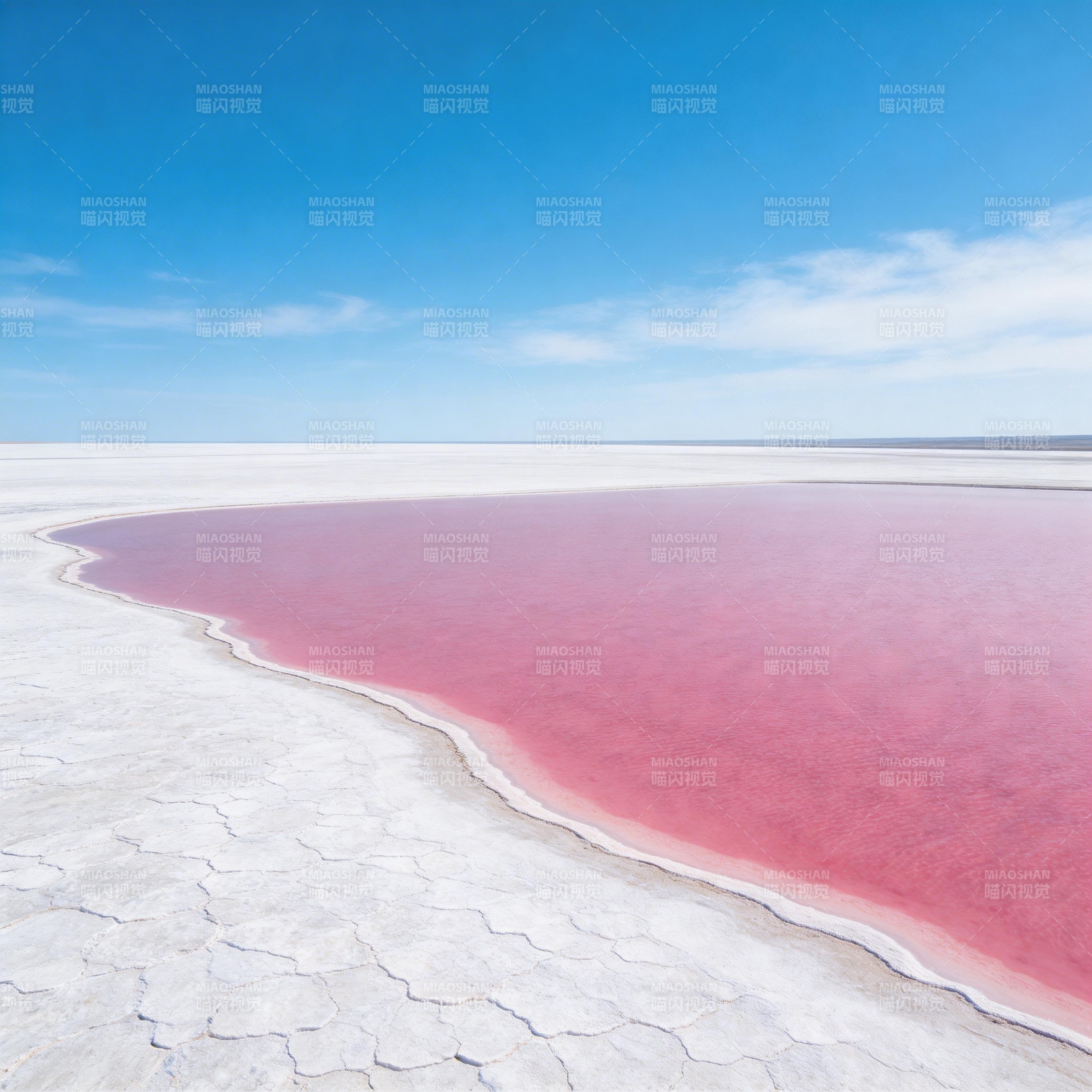 粉红盐湖 梦幻天际线图片