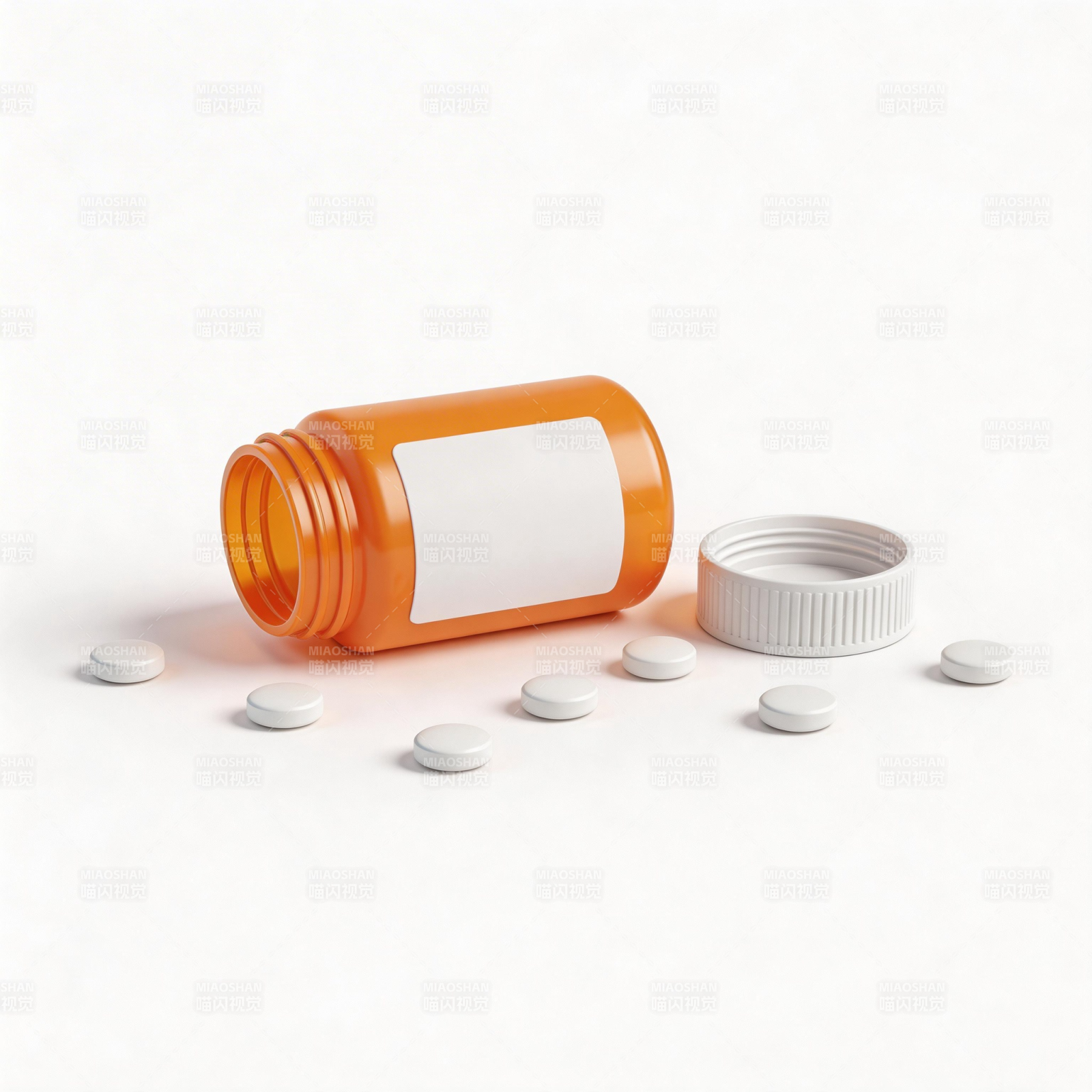 药瓶倾倒 白色药片散落图片