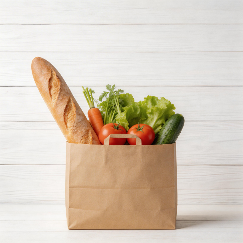纸袋装满新鲜蔬果面包图片