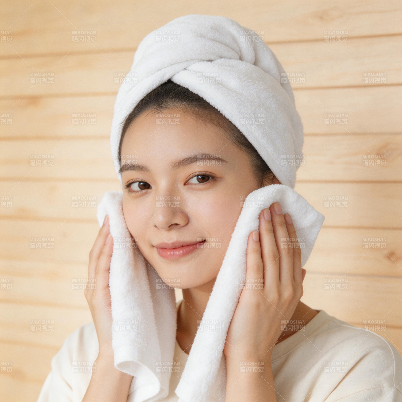 毛巾裹头 温柔洁面时光图片