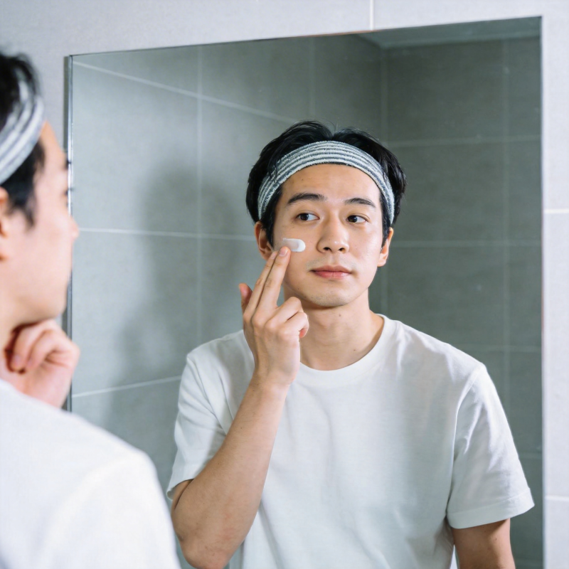 镜前护肤 指尖轻点面霜图片