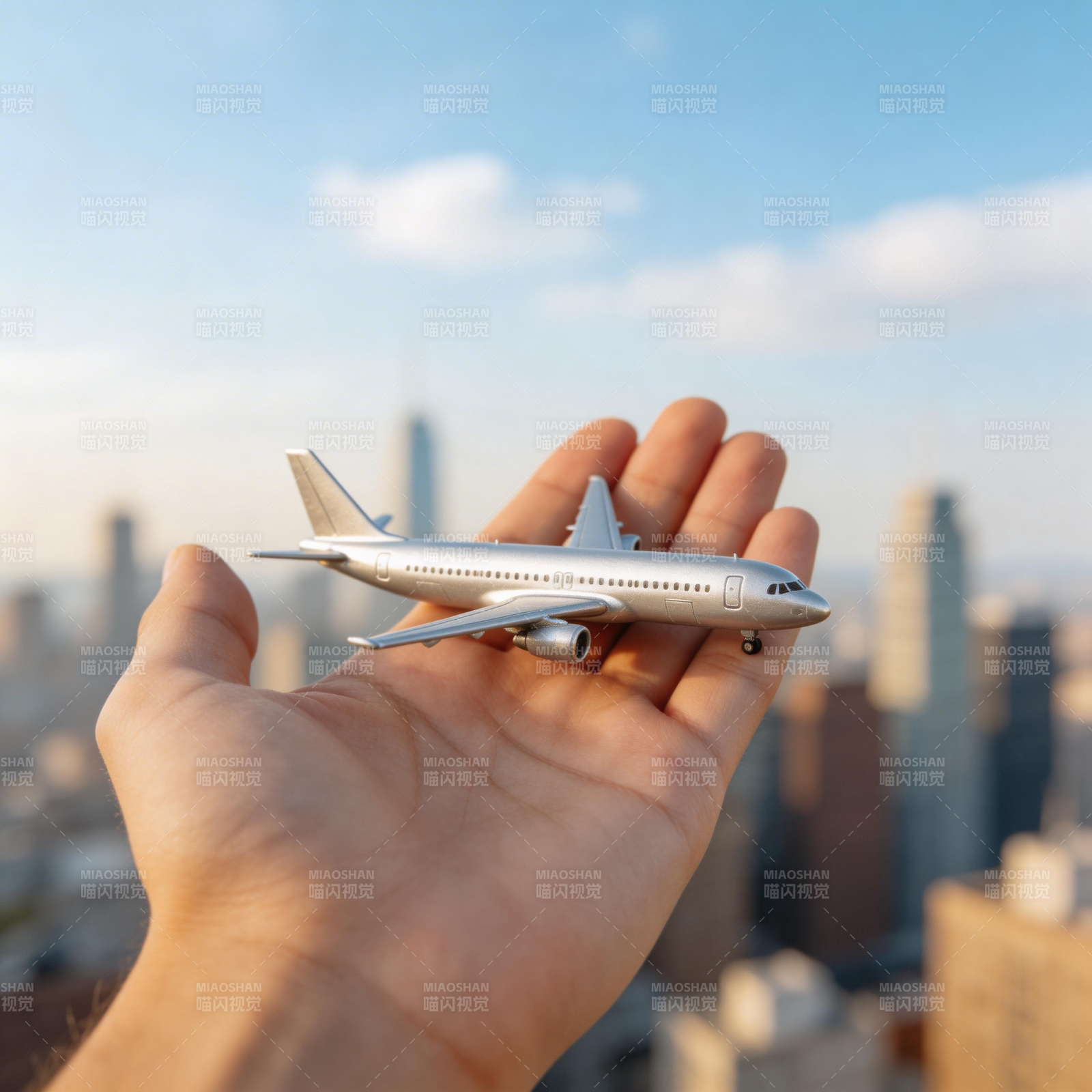 掌心飞机 城市梦想起飞图片